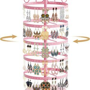5 Tiers Metal Rotating Earring Holder Organizer Stand Adjustable Display Tree, 2